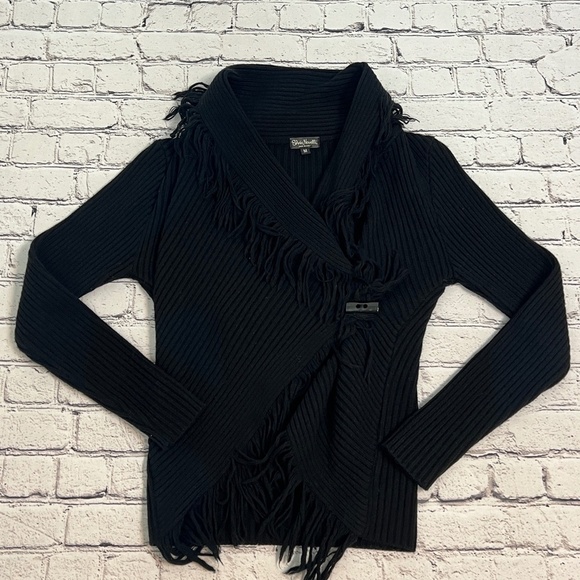 Silvia Novelli Brown Wool Blend Shawl Cardigan Sweater Women's Medium Italy - Picture 2 of 8